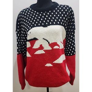 Vintage Lady Roi Polar Bear 80s Christmas Sweater Womens Acrylic Knit Size M